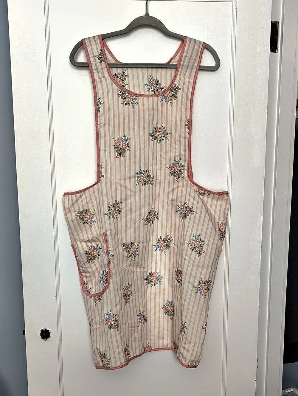 Pink & White Striped Floral Gardening Apron